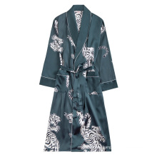 Fashion Luxury Animal Print Men Satin Robe Set With Shorts For Men